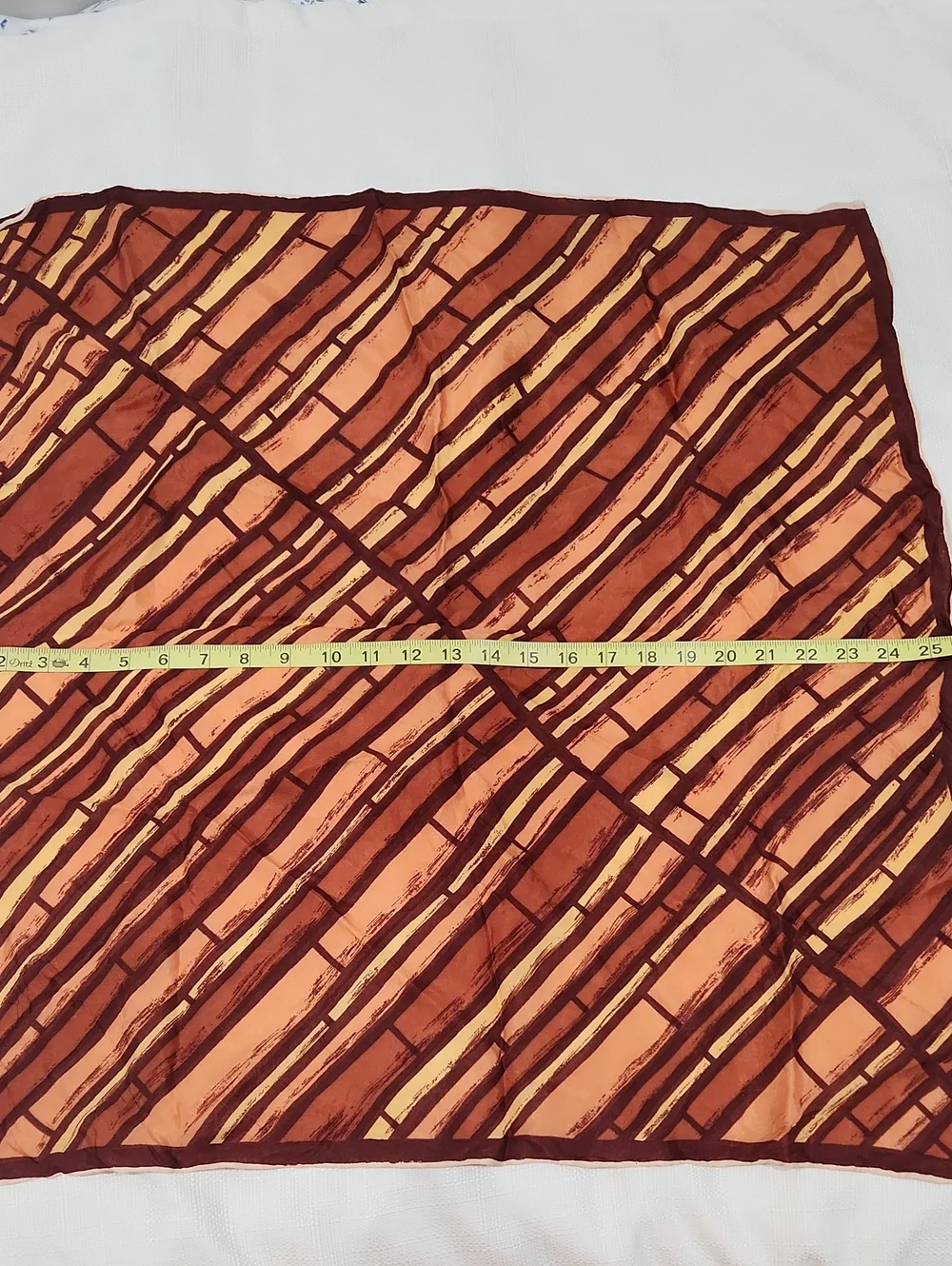 Striped Rust and Peach Square Scarf